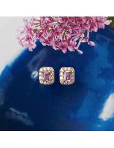 Pendientes Zafiro Rosa y Diamantes: Un Sueño de Elegancia en tus Oreja