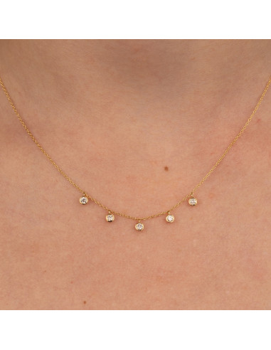 Collar Diamante Alicia: Cadena con 5 Chatones