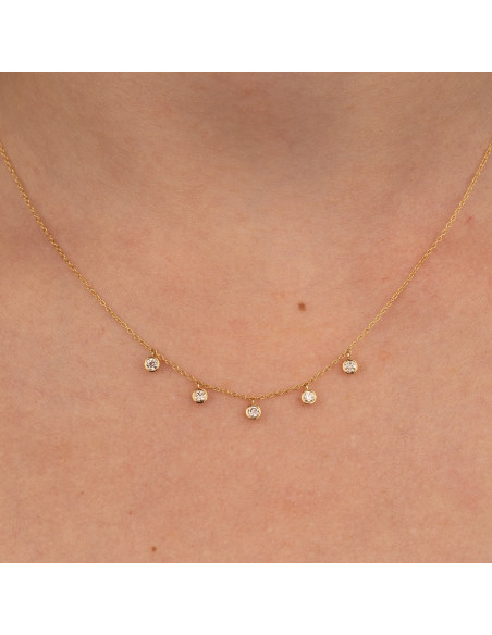 Necklace Alicia, Made Of Chain With 5 Chatons