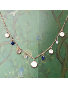 Rosana" necklace in rose gold with diamonds & sapphires. A unique