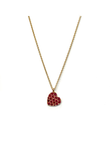 Collar "Kiara" de oro rosa con corazón de rubíes. Un símbolo de amor
