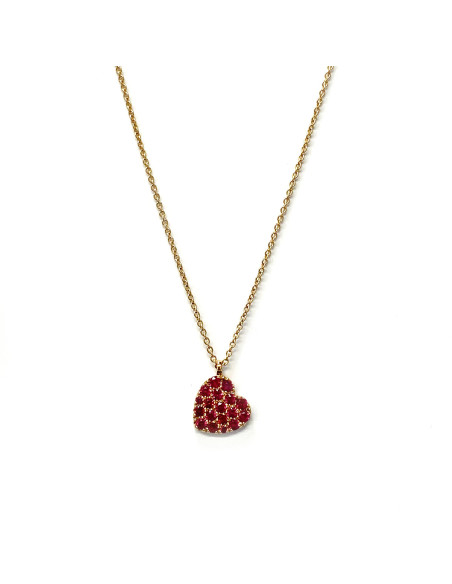 Rose gold "Kiara" necklace with ruby heart. A symbol of love