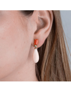 Pendientes "Carol" gota de coral: Una sinfonía de elegancia y glamour. 2