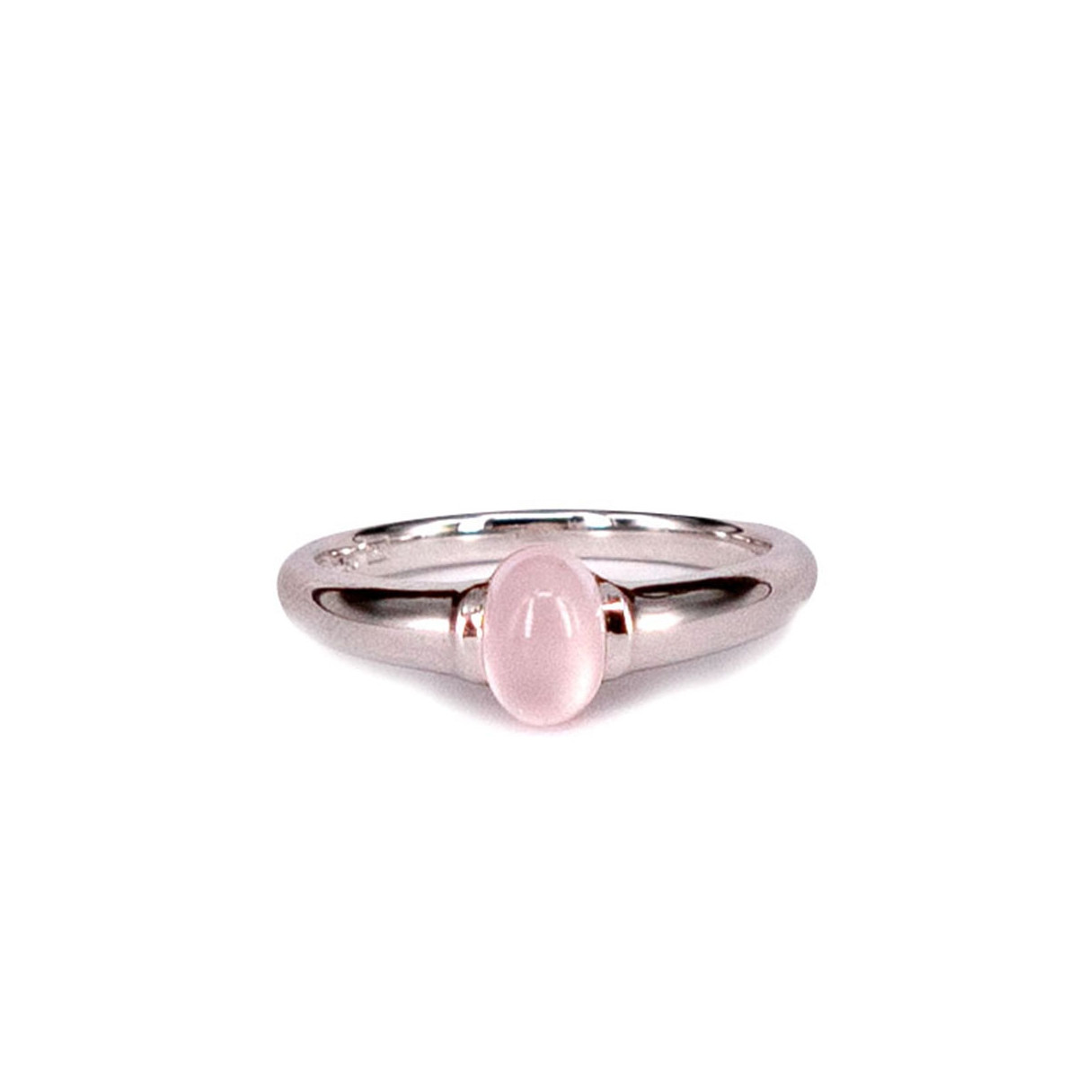 RING IN WHITE GOLD AND ROSE QUARTZ