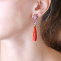 EARRINGS PINK GOLD, QUARTZ AND CORAL