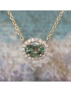 Green Sapphire Necklace 18kt Rose Gold | Exclusive Design PR Jewelers 2