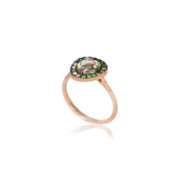 RING OF BRIGHT GREEN SAPPHIRE AND GREEN GARNET